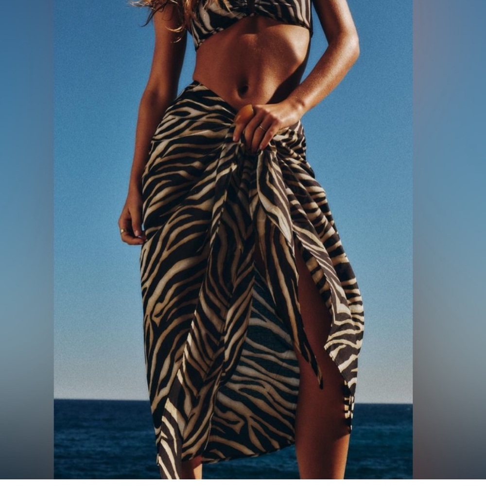 Zara zebra wrap skirt swim coverup